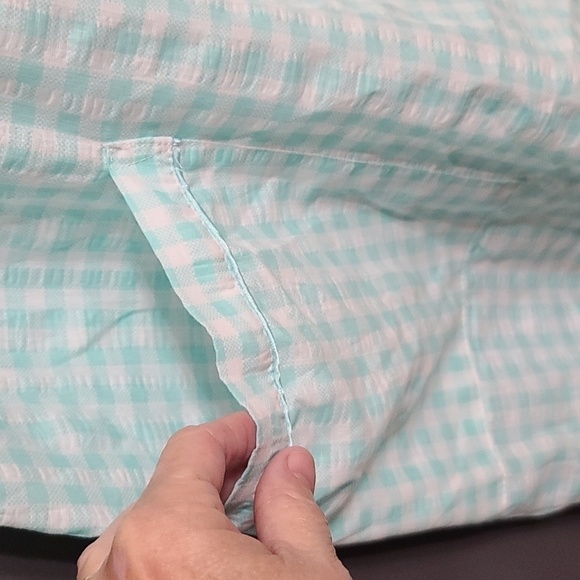 Elegant Emily Womens Robe Mint White Embroidered Flowers Snaps Pockets 2X *READ* - Picture 5 of 8